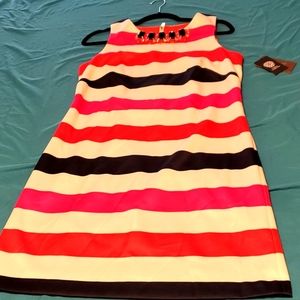 Vince Camuto Red and Pink Striped Mini Dress